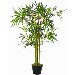 Outsunny - Bambou artificiel hauteur 1,2 m 552 feuilles denses réalistes pot inclus noir avec lichen vert