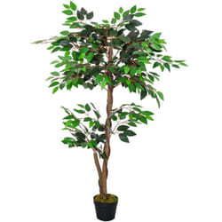 Outsunny - Arbre artificiel plante artificiel ficus hauteur 1,2 m tronc branches liane lichen feuilles grand réalisme pot inclus