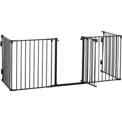 Barrière de sécurité parc enclos chien modulable pliable porte verrouillable intégrée 5 panneaux en métal 300L max. x 74,5H cm métal pp noir