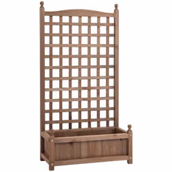 Sublimez votre extérieur avec cette jardinière sur pied et son treillis en bois de teinte marron. Caractéristiques : - Jardin ...
