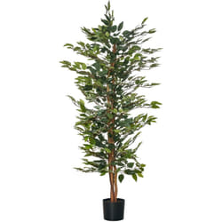 Arbre artificiel plante artificiel ficus hauteur 1,5 m tronc branches liane lichen feuilles grand réalisme pot inclus