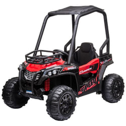 Voiture électrique enfant 3 à 8 ans - buggy quad électrique 120 W - V. max. 6 Km/h - télécommande - effets lumineux sonores - rouge