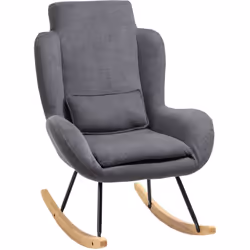 Description générale Basculez entre détente et confort avec ce magnifique rocking chair à oreilles coloris gris. Délicatement ...