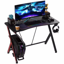 HOMCOM - bureau gaming - Panneaux MDF classe E1 - 105x55x75cm - Noir