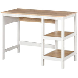Bureau informatique - HOMCOM - multimédia 2 étagères latérales MDF E1 bureau travail - MDF - 110x48x76cm - chêne blanc