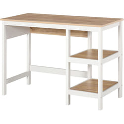 Homcom - Bureau informatique multimédia dim. 110L x 48l x 76H cm 2 étagères latérales mdf E1 chêne clair blanc