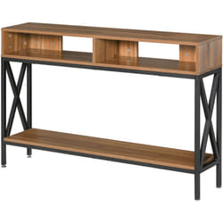 Table Console Table d'Entrée Industriel Multi-rangements 120 x 23,5 x 75 cm Bois Noyer