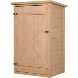 Outsunny - Armoire abri de jardin remise pour outils - grande porte verrouillable loquet - 2 étagères - toit bitumé incliné bois de sapin pré-huilé