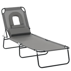 Outsunny Bain de Soleil Pliable transat inclinable 4 Positions Chaise Longue de Lecture 3 Coussins fournis Gris