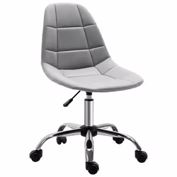 Chaise de bureau effet capitonné hauteur réglable pivotant 360° piètement chromé velours gris 59x59x91cm Gris