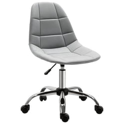 Chaise de bureau effet capitonné hauteur réglable pivotant 360° piètement chromé velours gris 59x59x91cm Gris
