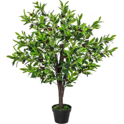 Outsunny - Arbre artificiel olivier plante artificiel hauteur 1,2 m tronc branches lichen feuilles grand réalisme pot inclus