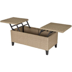 Outsunny - Table basse de jardin style cosy chic - table basse relevable - métal époxy résine tressée imitation rotin beige