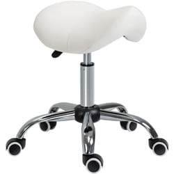 Tabouret de massage tabouret selle ergonomique pivotant 360° hauteur réglable revêtement synthétique blanc chromé - Homcom
