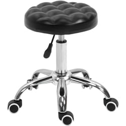 Tabouret massage à roulettes réglable en hauteur pivotant 360° assise synthétique capitonnée noire - Homcom
