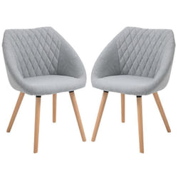 Chaises de salle à manger - HOMCOM - lot de 2 design scandinave pieds hêtre lin - bois lin - gris
