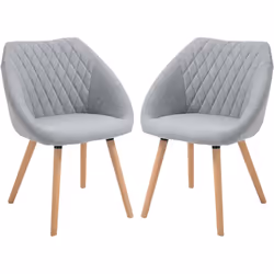 Chaises de visiteur design scandinave - lot de 2 chaises - pieds effilés bois hêtre - assise dossier accoudoirs ergonomiques  ...