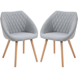 Chaises de visiteur design scandinave - lot de 2 chaises - pieds effilés bois hêtre - assise dossier accoudoirs ergonomiques lin gris