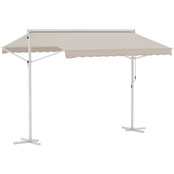 Outsunny - Store double pente manuel rétractable inclinaison réglable acier époxy blanc polyester imperméabilisé anti-UV beige dim. 3L x 2,95l x 2,6H