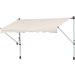 Outsunny - Store banne manuel rétractable 4L x 1,2l m inclinaison et hauteur réglable installation rapide métal alu polyester anti-UV crème