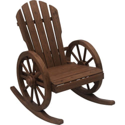 Outsunny - Fauteuil de jardin Adirondack à bascule rocking chair style rustique chic accoudoirs roues charette bois sapin traité carbonisation