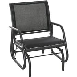 Outsunny - Fauteuil à bascule de jardin rocking chair design contemporain métal textilène noir