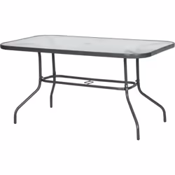 Description générale Cette superbe table rectangulaire en métal époxy anticorrosion gris avec un plateau en verre trempé appo ...