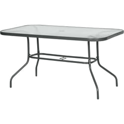 Outsunny - Table de jardin rectangulaire dim. 140L x 80l x 70H cm métal époxy gris plateau verre trempé