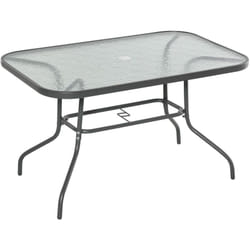 Outsunny - Table de jardin rectangulaire dim. 120L x 80l x 70H cm métal époxy gris plateau verre trempé