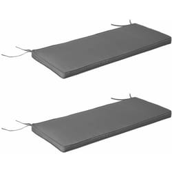 Coussins de banc de jardin déhoussables - coussins balancelle - lot de 2 - dim. 120L x 50l cm - rembourrage 5 cm - cordons d'attache - polyester gris