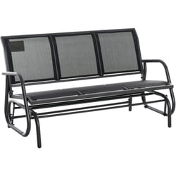 Outsunny - Banc à bascule de jardin 3 places design contemporain grand confort accoudoirs assise et dossier ergonomique acier textilène noir