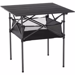 Cette table de camping pliante avec plateau à lattes en aluminium vous permettra de manger jusqu'à 4 personnes très confortab ...