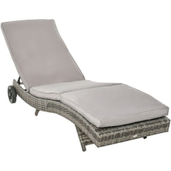 Outsunny - Bain de soleil transat grand confort - dossier inclinable 5 positions roulettes - matelas déhoussable inclus - résine tressée grise