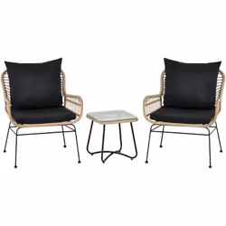 Ce splendide ensemble de jardin 2 personnes 3 pièces style exotique cosy imitation bambou vous permettra de profiter au mieux ...
