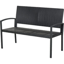 Banc de jardin 2 places style cosy chic résine tressée 4 fils imitation rotin noir