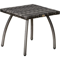 Table basse de jardin style cosy chic table d'appoint métal époxy résine tressée imitation rotin gris