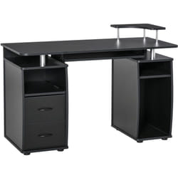 Homcom - Bureau informatique multimédia multi-rangements 120L x 55l x 85H cm panneaux particules noir