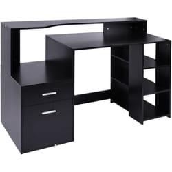 Homcom - Bureau Informatique multimédia Design Multi-rangements 137 l x 55 l x 92 h cm noir