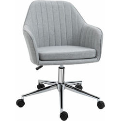 Chaise de bureau design contemporain dossier accoudoirs striés hauteur réglable pivotant 360° piètement chromé lin gris clair - Homcom