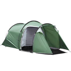 Tente de camping 2-3 personnes montage facile 3 portes fenêtres dim. 4,26L x 2,06l x 1,54H m fibre verre polyester PE vert