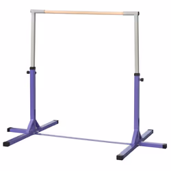 Barre fixe de gymnastique enfant - barre de gymnastique hauteur réglable 13 niveaux 92 à 150 cm - acier violet bois massif hê ...