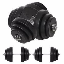 HOMCOM Ensemble dhaltères Courtes Total 36 Kg - Dumbbell Paires - Barres incluses - Entraînement Musculaire & haltérophilie