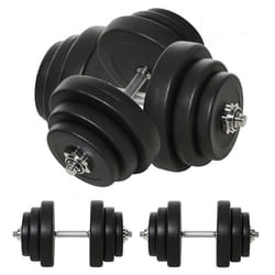HOMCOM Ensemble dhaltères Courtes Total 36 Kg - Dumbbell Paires - Barres incluses - Entraînement Musculaire & haltérophilie