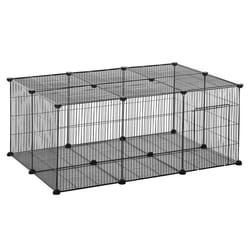PawHut Cage parc enclos rongeurs modulable dim. L 105 x l 70 x H 45 cm 1 porte fil métallique noir