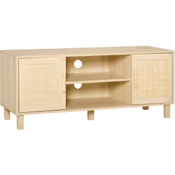 Description générale Elégant et tendance, ce meuble TV en MDF classe E1 et cannage en rotin sublimera l'espace intérieur de v ...
