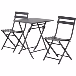 Ce splendide ensemble bistro composé d'une table carrée pliante accompagnée de 2 chaises pliables sublimera votre extérieur q ...