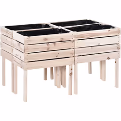 Description générale Ce très joli lot de 4 jardinières sur pied en bois de sapin naturel vous permettra de faire vos plantati ...