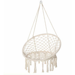 Chaise suspendue chaise hamac de voyage portable Ø 80 x 42H m macramé coton polyester beige