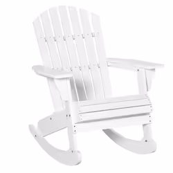 Fauteuil de jardin Adirondack à bascule rocking chair style néo-rétro assise dossier ergonomique bois sapin traité peint blan ...