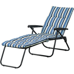 Outsunny - Bain de soleil pliable transat inclinable 6 positions grand confort avec matelas + accoudoirs acier polyester multicolore